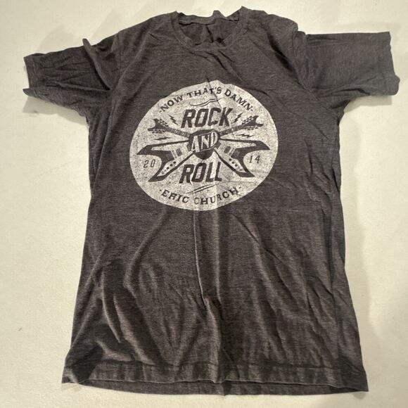 Daytrip Tops - Eric Church Short Sleeve Shirt Women's Size Large/Medium Gray Rock N Roll